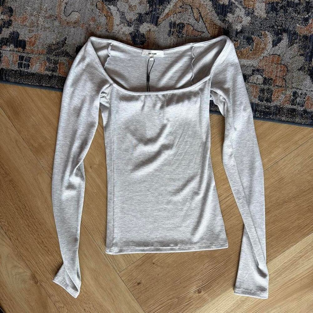 Joah brown square neck pearl